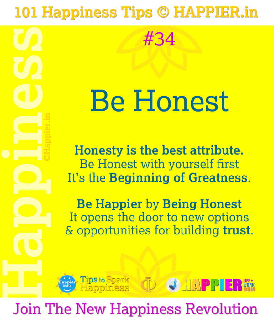 Be Honest | Happiness Tip#34 to Spark Permanent Happiness in Life and Work.