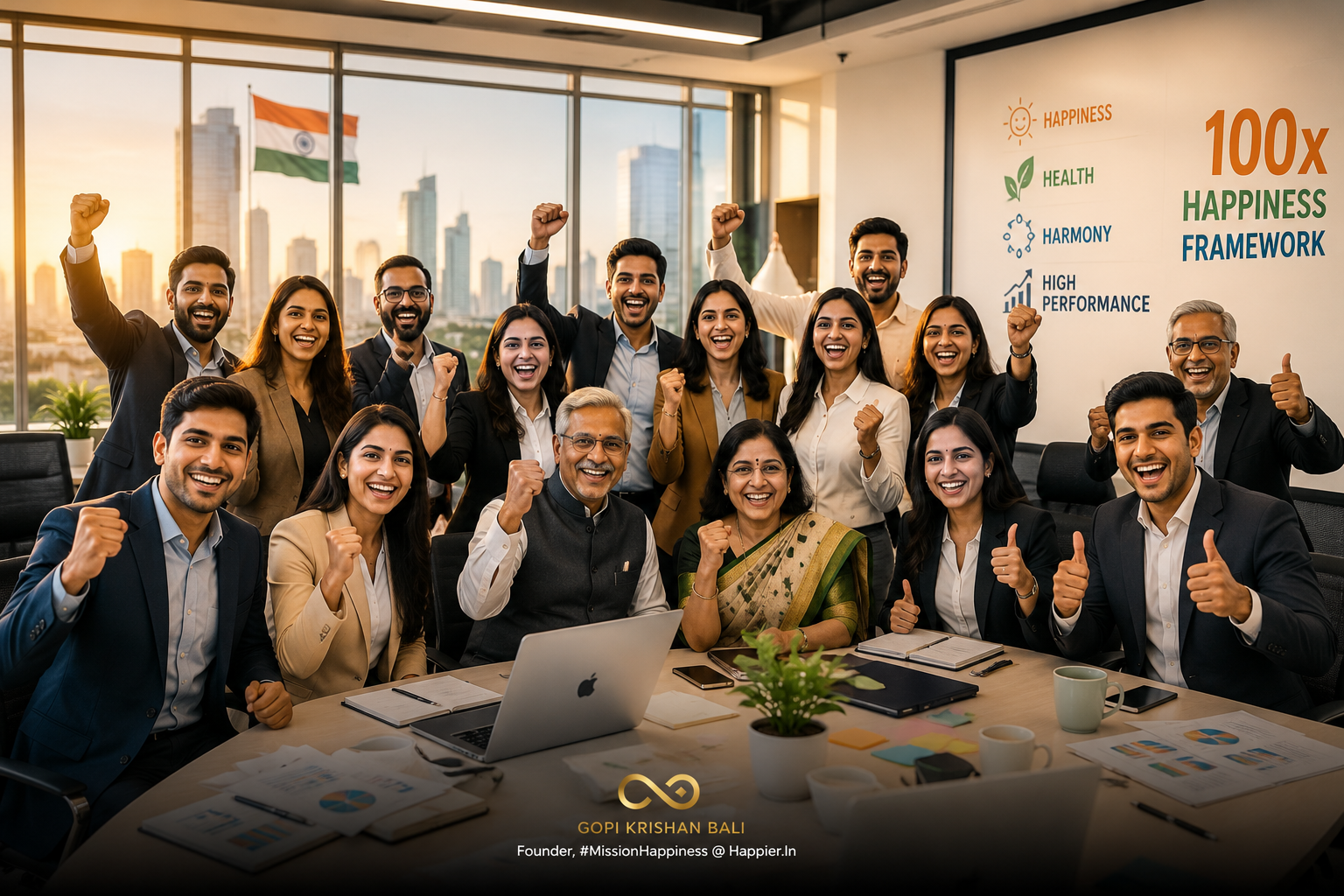 A happier you becomes a happier family. A happier family becomes a happier community. Multiply that across a few million people, and you get a genuinely Happier India. Happier.in